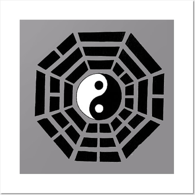 Pakua - Yin Yang and Eight Trigrams (Black) Wall Art by taichi37